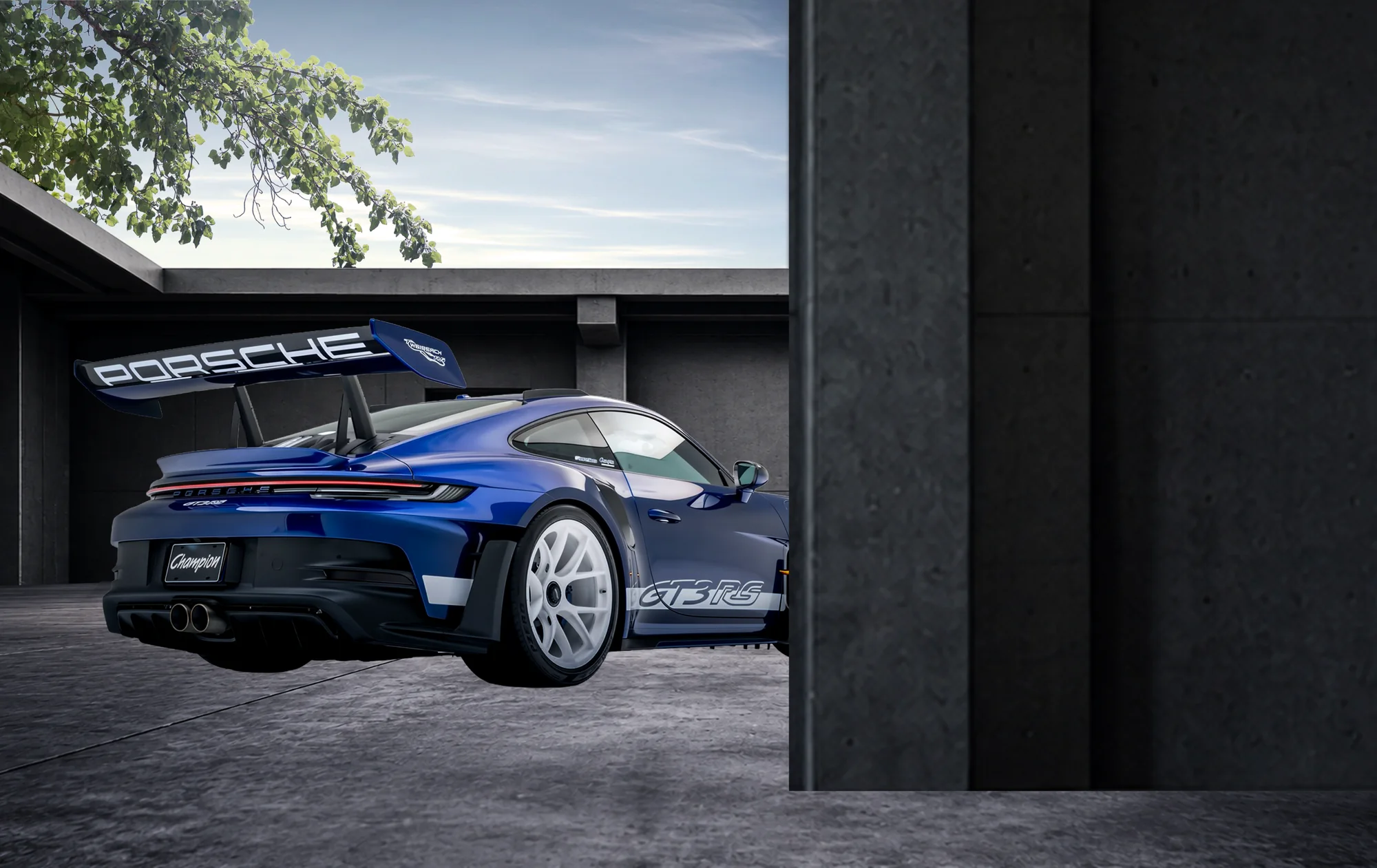Porsche 911 GT3 RS, raw layers before compositing